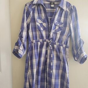 H&M Blue and White Plaid Dress